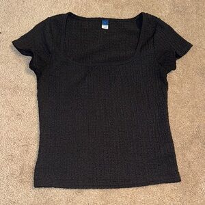 Old Navy Black Textured Short Sleeve Top